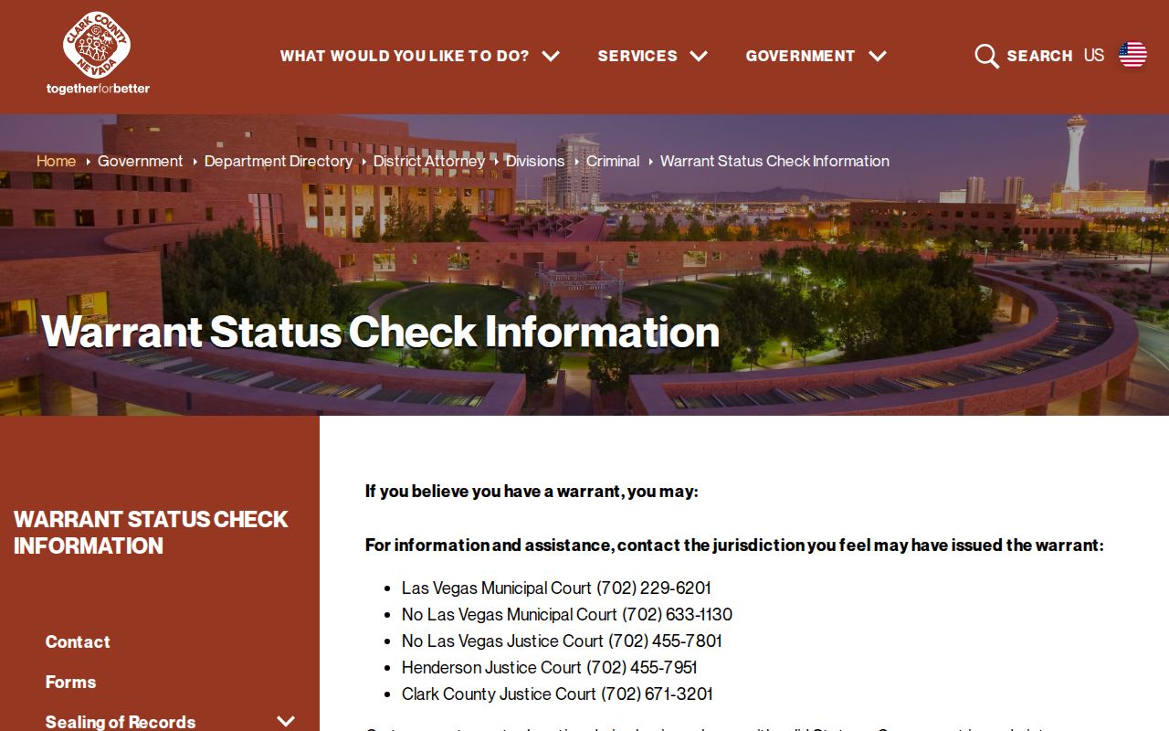 Nevada warrant search: county court referral routes for a local warrant-status check