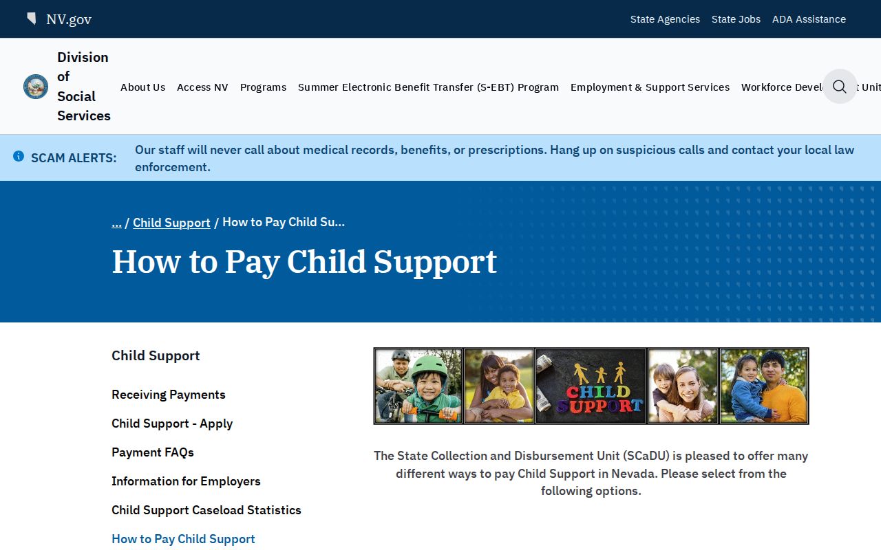 Nevada child-support bench-warrant payment options for a support case